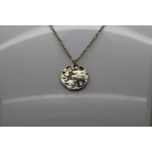 SHABLOOL DIDAE ISRAEL BLUE TOPAZ HAMMERED DISK pendant necklace 18