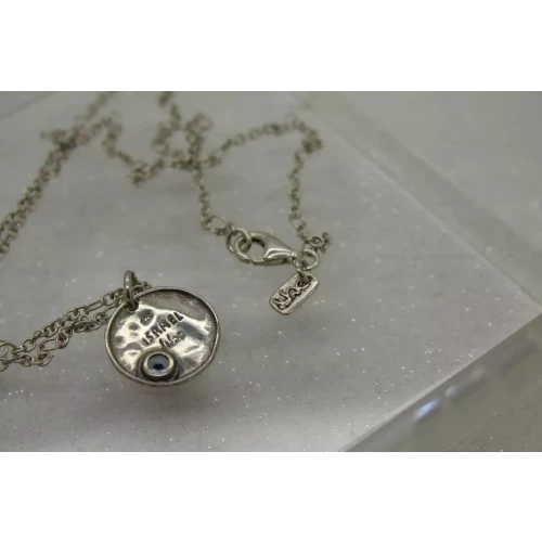 SHABLOOL DIDAE ISRAEL BLUE TOPAZ HAMMERED DISK pendant necklace 18