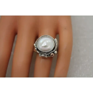 SHERRY TINSMAN .925 S.S. 14k R.G. FRESHWATER PEARL VINE ring size 6.5