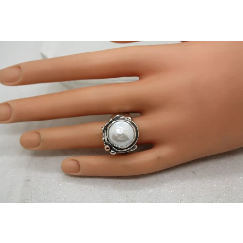 SHERRY TINSMAN .925 S.S. 14k R.G. FRESHWATER PEARL VINE ring size 6.5