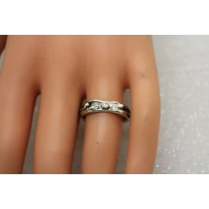 SHERRY TINSMAN .925 S.S. 14k Y.G. DIAMOND VINE DESIGN band size 8