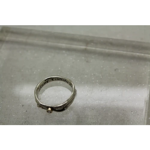 SHERRY TINSMAN .925 S.S. 14k Y.G. DIAMOND VINE DESIGN band size 8