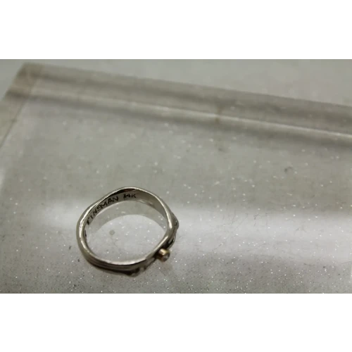 SHERRY TINSMAN .925 S.S. 14k Y.G. DIAMOND VINE DESIGN band size 8