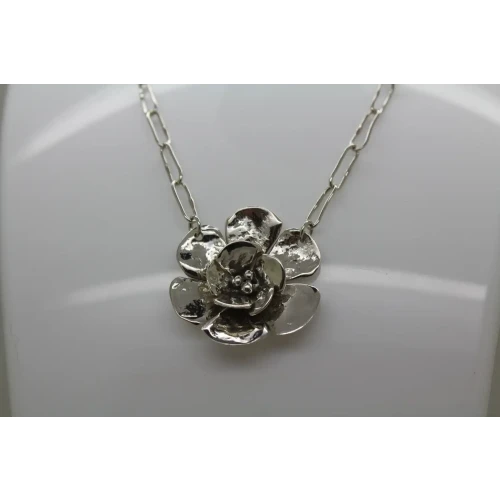 SHERRY TINSMAN .925 S.S. DOUBLE DOGWOOD PAPERCLIP necklace 17