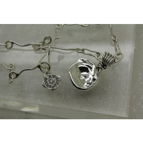 SHERRY TINSMAN .925 S.S. ORGANIC WRAPPED ROSE pendant necklace 17