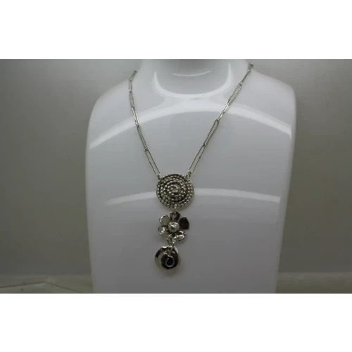 SHERRY TINSMAN .925 S.S. SPIRAL,DAISY, ROSE PAPERCLIP necklace 17