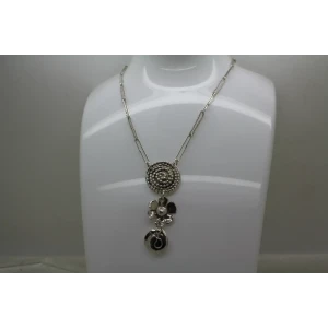 SHERRY TINSMAN .925 S.S. SPIRAL,DAISY, ROSE PAPERCLIP necklace 17