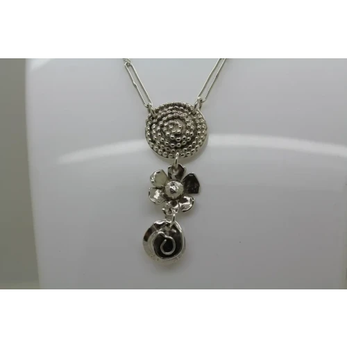 SHERRY TINSMAN .925 S.S. SPIRAL,DAISY, ROSE PAPERCLIP necklace 17