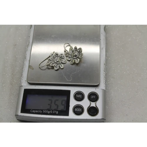 SHERRY TINSMAN .925 S.S. SUNFLOWER DANGLE earrings