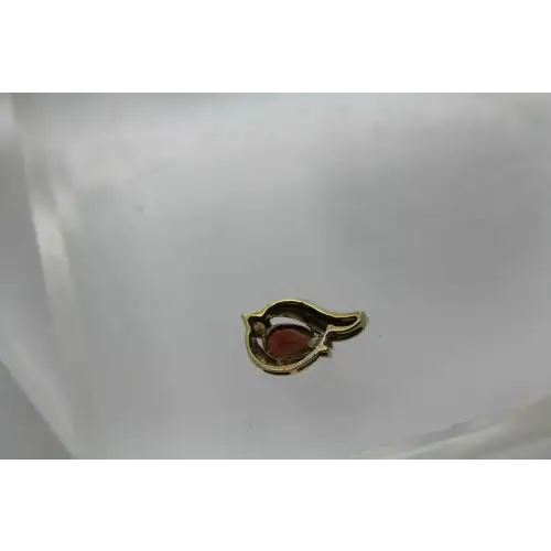 Sig. 10k Y.G. Pear Cut GARNET & DIAMOND ACCENT TEARDROP pend. # (3)