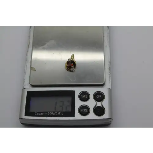 Sig. 10k Y.G. Pear Cut GARNET & DIAMOND ACCENT TEARDROP pend. # (5)