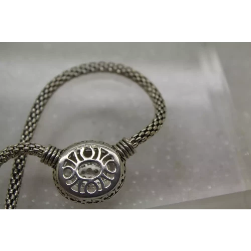 Sig. .925 S.S. 14k Y.G. DIAMOND OVAL PENDANT DESIGN necklace 17