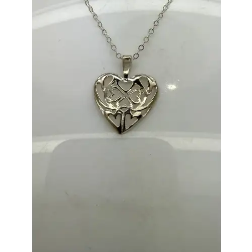 Sig. .925 S.S. FILIGREE HEARTS OPENWORK HEART necklace 18