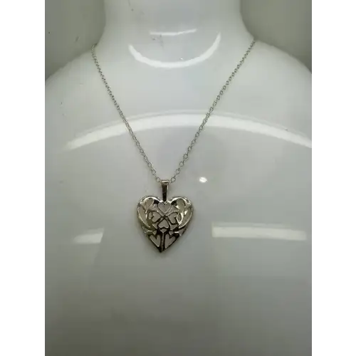 Sig. .925 S.S. FILIGREE HEARTS OPENWORK HEART necklace 18