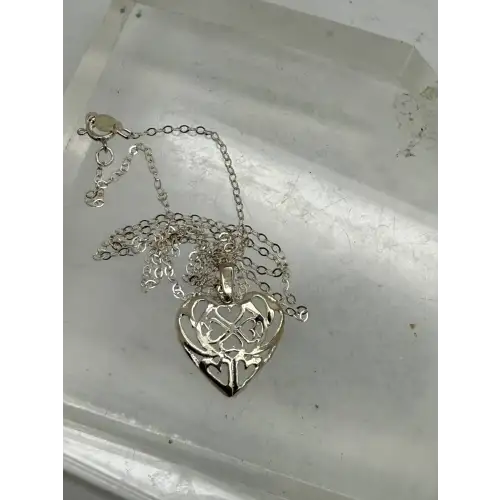 Sig. .925 S.S. FILIGREE HEARTS OPENWORK HEART necklace 18