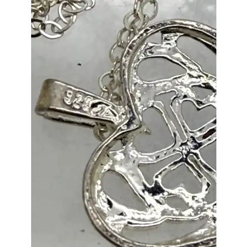 Sig. .925 S.S. FILIGREE HEARTS OPENWORK HEART necklace 18