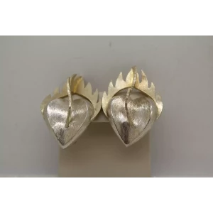 Sig. .925 S.S. TWO TONE HEARTS ON FIRE FLAMING HEARTS clip on earrings