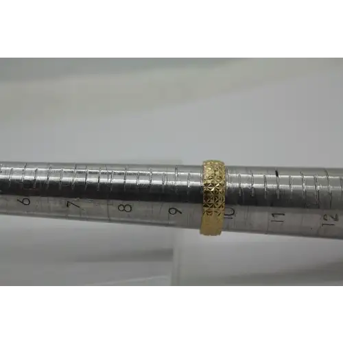 Sig. BD 14k Y.G. LASER CUT STARBURST DESIGN WEDDING band size 9.75 #