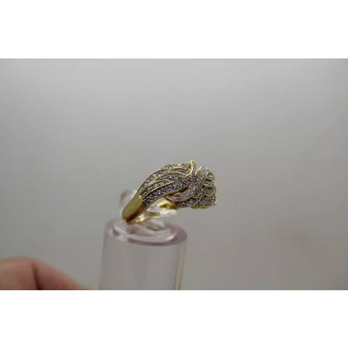 Sig. EA Vermeil .925 S.S. .33ctw PAVE DIAMOND ANGEL WINGS ring size 8
