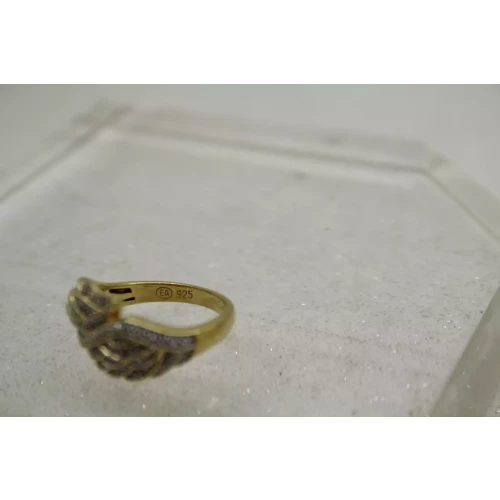 Sig. EA Vermeil .925 S.S. .33ctw PAVE DIAMOND ANGEL WINGS ring size 8