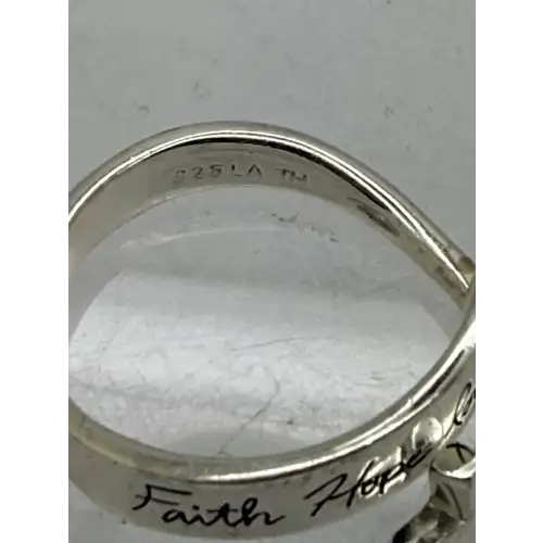 Sig. LA .925 S.S. CROSSOVER CROSS FAITH HOPE LOVE ring size 6.5 (4)