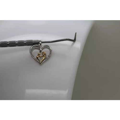 Sig. SUN .925 S.S. DIAMOND MOTHER & CHILD DOUBLE HEART pendant