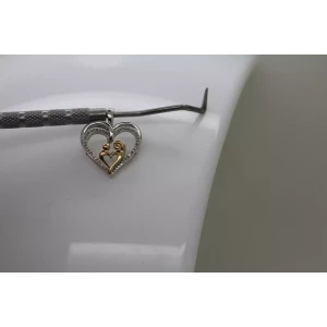 Sig. SUN .925 S.S. DIAMOND MOTHER & CHILD DOUBLE HEART pendant