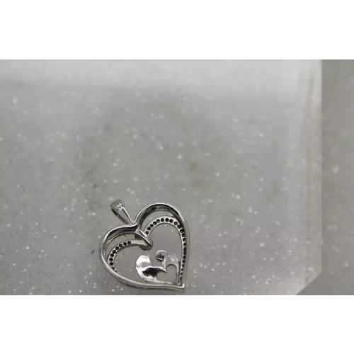 Sig. SUN .925 S.S. DIAMOND MOTHER & CHILD DOUBLE HEART pendant