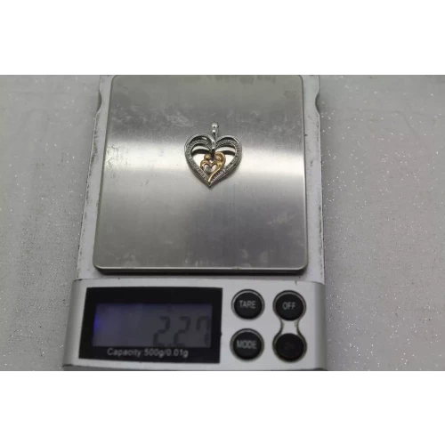 Sig. SUN .925 S.S. DIAMOND MOTHER & CHILD DOUBLE HEART pendant