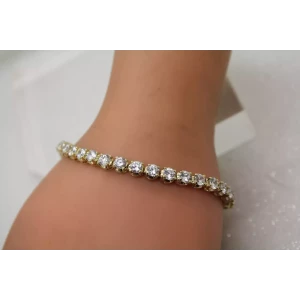 Sig. Vermeil .925 S.S. STUNNING 4mm ROUND CLEAR CZ TENNIS 7
