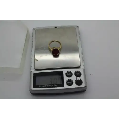 Sig VJL 10k Y.G. Oval Cut 2.5ct RUBY SOLITAIRE ring size 7 #