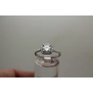 Signed 10k W.G. 1.00ct center MOISSANITE HALO ring size 8