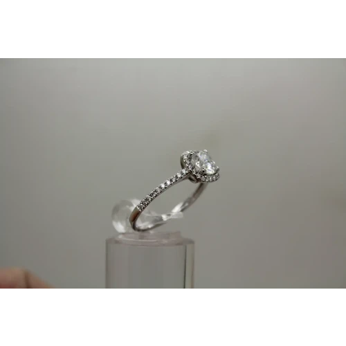 Signed 10k W.G. 1.00ct center MOISSANITE HALO ring size 8