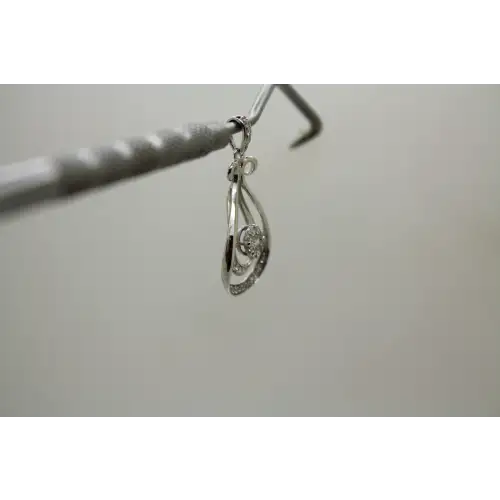 Signed 10k W.G. 1/5ctw DIAMOND DOUBLE FANCY TEARDROP pendant