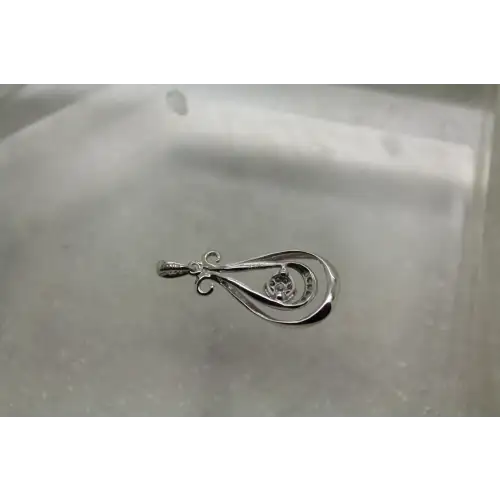 Signed 10k W.G. 1/5ctw DIAMOND DOUBLE FANCY TEARDROP pendant