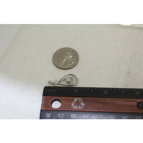 Signed 10k W.G. 1/5ctw DIAMOND DOUBLE FANCY TEARDROP pendant