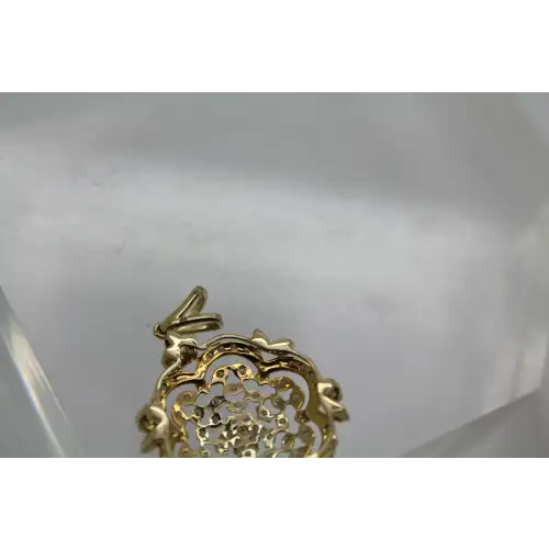 Signed 10k W.G. .90ctw DIAMOND LACY FLOWER DESIGN pendant #