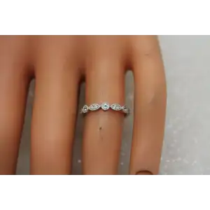 Signed 10k W.G. AQUAMARINE & DIAMOND FANCY BAND ring size 6