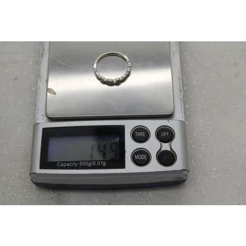 Signed 10k W.G. AQUAMARINE & DIAMOND FANCY BAND ring size 6