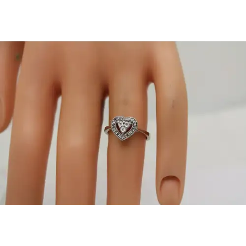 Signed 10k W.G. DIAMOND HEART HALO ring size 5