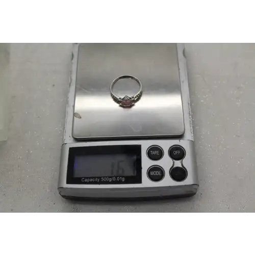 Signed 10k W.G. Heart Cut PINK TOPAZ SOLITAIRE w/ acc. size 7