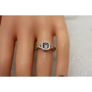 Signed 10k W.G. MOVING DIAMOND with DIAMOND HALO ring size 6.75