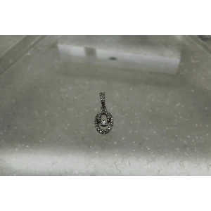 Signed 10k W.G. Petite PAVE DIAMOND DOUBLE OVAL design pendant