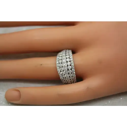 Signed 10k White Gold 1.0ctw DIAMOND 5 ROW BAND ring size 9.5