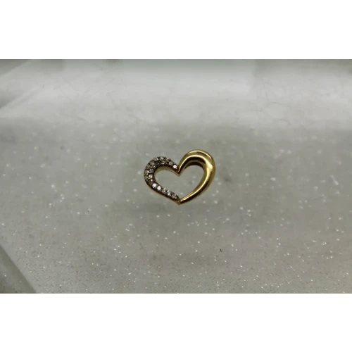 Signed 10k Y.G. .20ctw DIAMOND OPEN HEART DESIGN pendant