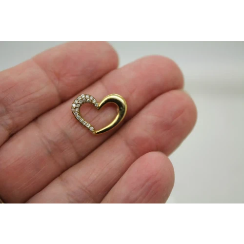 Signed 10k Y.G. .20ctw DIAMOND OPEN HEART DESIGN pendant