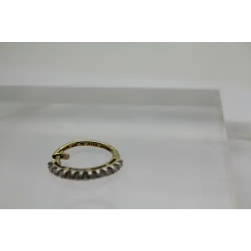 Signed 10k Y.G. .66ctw DIAMOND HOOP SNAP BACK earrings #