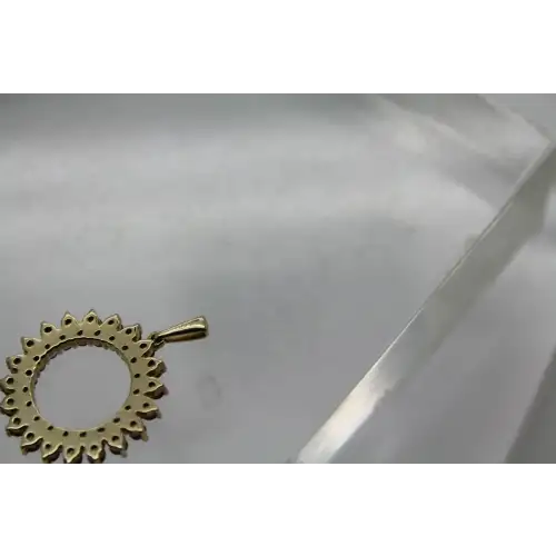 Signed 10k Y.G. .90ctw BRWON & WHITE DOUBLE CIRCLE pendant #