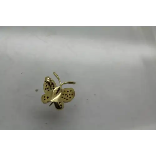 Signed 10k Y.G. BLUE, YELLOW & WHITE DIAMOND BUTTERFLY pendant