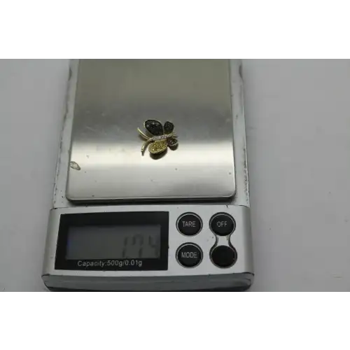 Signed 10k Y.G. BLUE, YELLOW & WHITE DIAMOND BUTTERFLY pendant